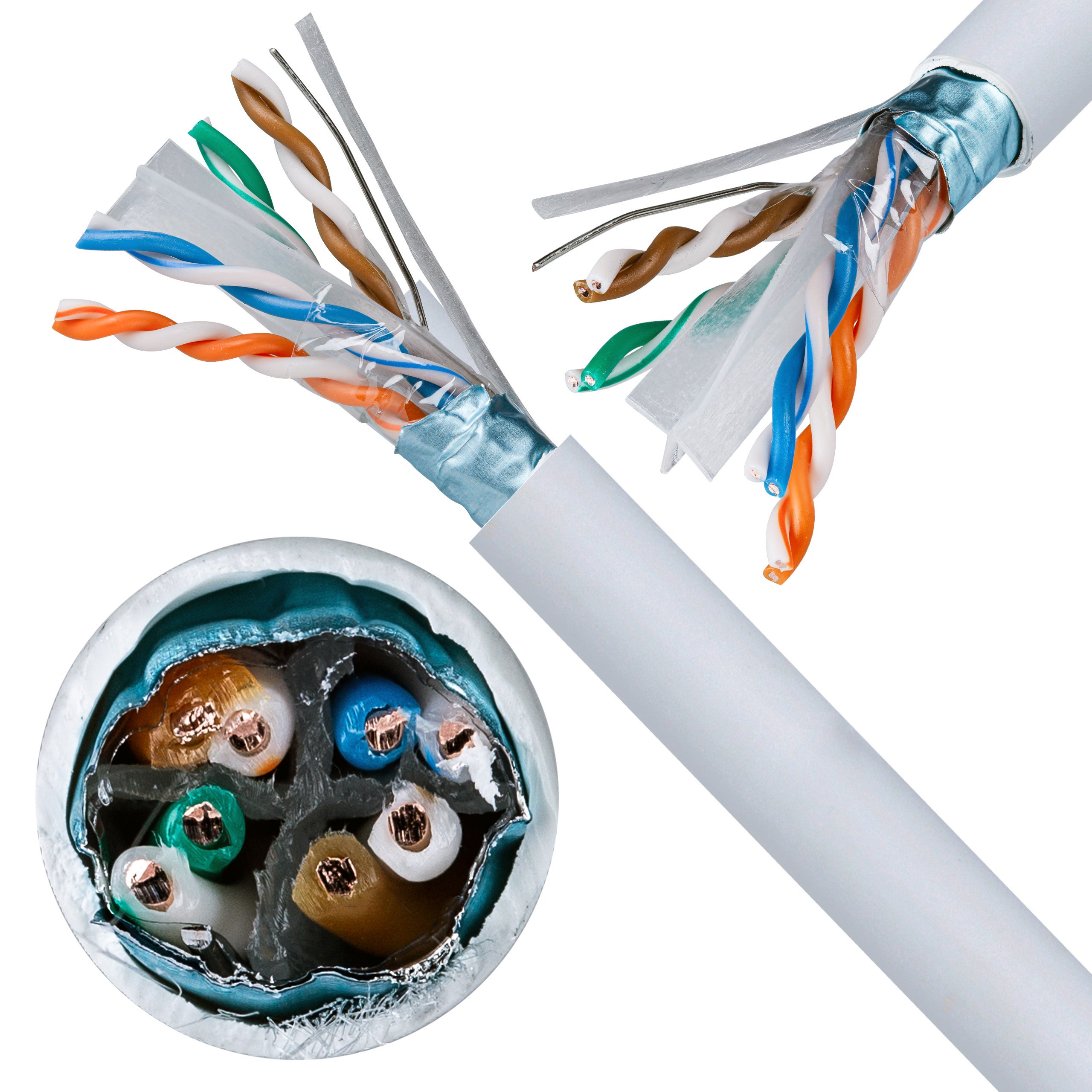 Kabel sieciowy F/UTP kat.6 skrętka 4x2x0,57mm wewnętrzny Dca bezhalogenowy LSOH szary Alantec 500m