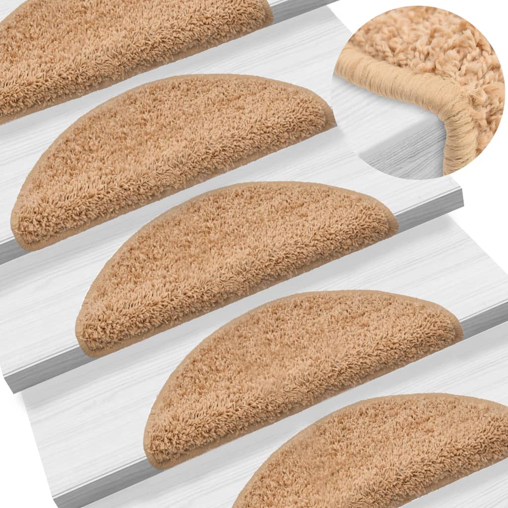 Maty na schody 10 szt. 56x17x3 cm Beżowe półokrągłe vidaXL