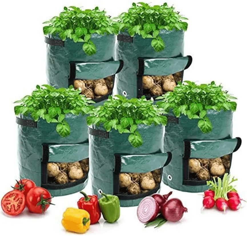 Kingsea Lot De 5 Sacs De Plantation 40L Avec Poignées - Pour Pommes De Terre, Tomates, Fraises - Jardin Potager