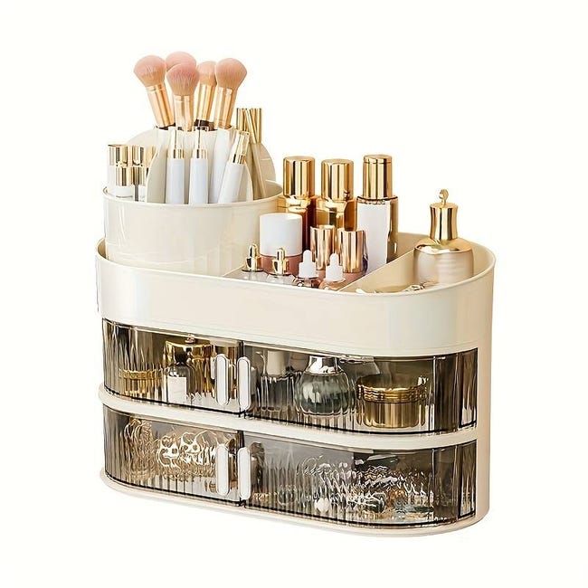 Organisateur à Parfums En Bois 3 étages Avec Tiroir Et Compartiment Secret - Présentoir élégant Pour Collection
