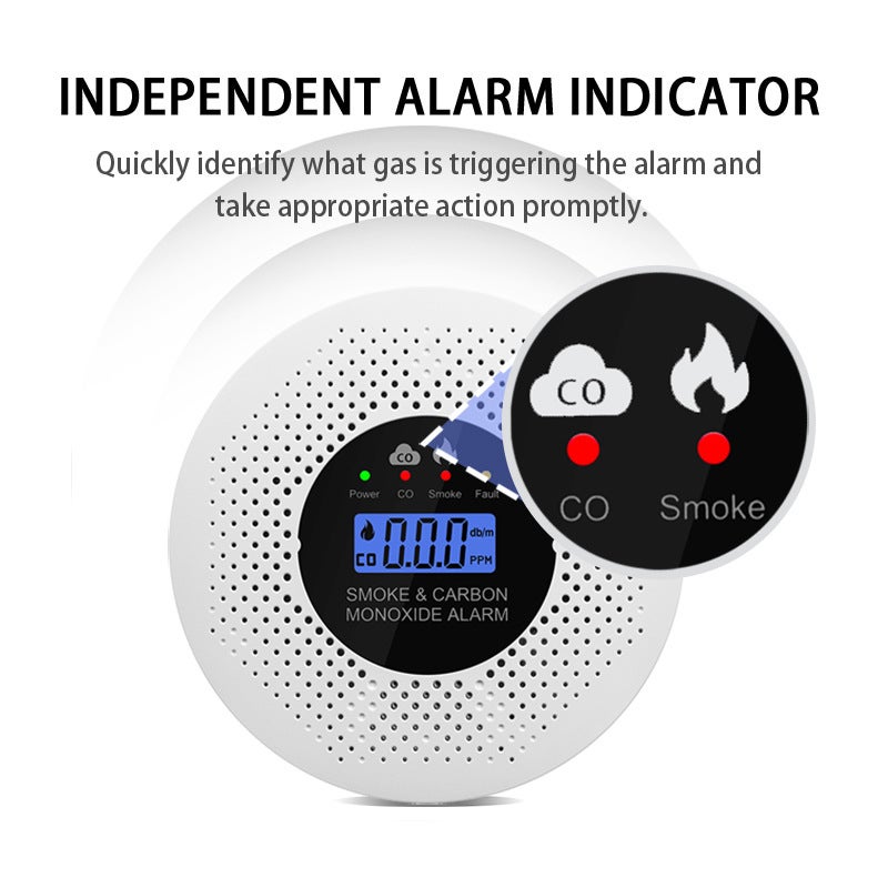 Detector de humo dos en uno, detector de monóxido de carbono, alarma de incendio, con luz de advertencia de sensor dual. - 3