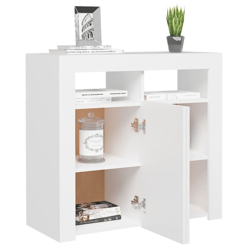 vidaXL Credenza con Luci LED Bianca 80x35x75 cm - 6