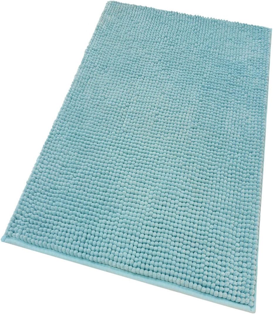 Alfombra de baño 50x80 cm pie de cama cómodo suave antideslizante absorbente color sólido pelo largo azul claro
