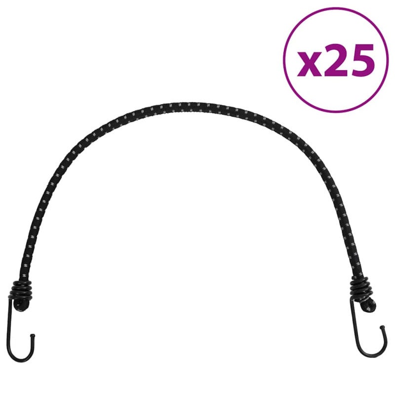 Elastyczna lina z odblaskowymi haczykami - 25 sztuk 59 cm