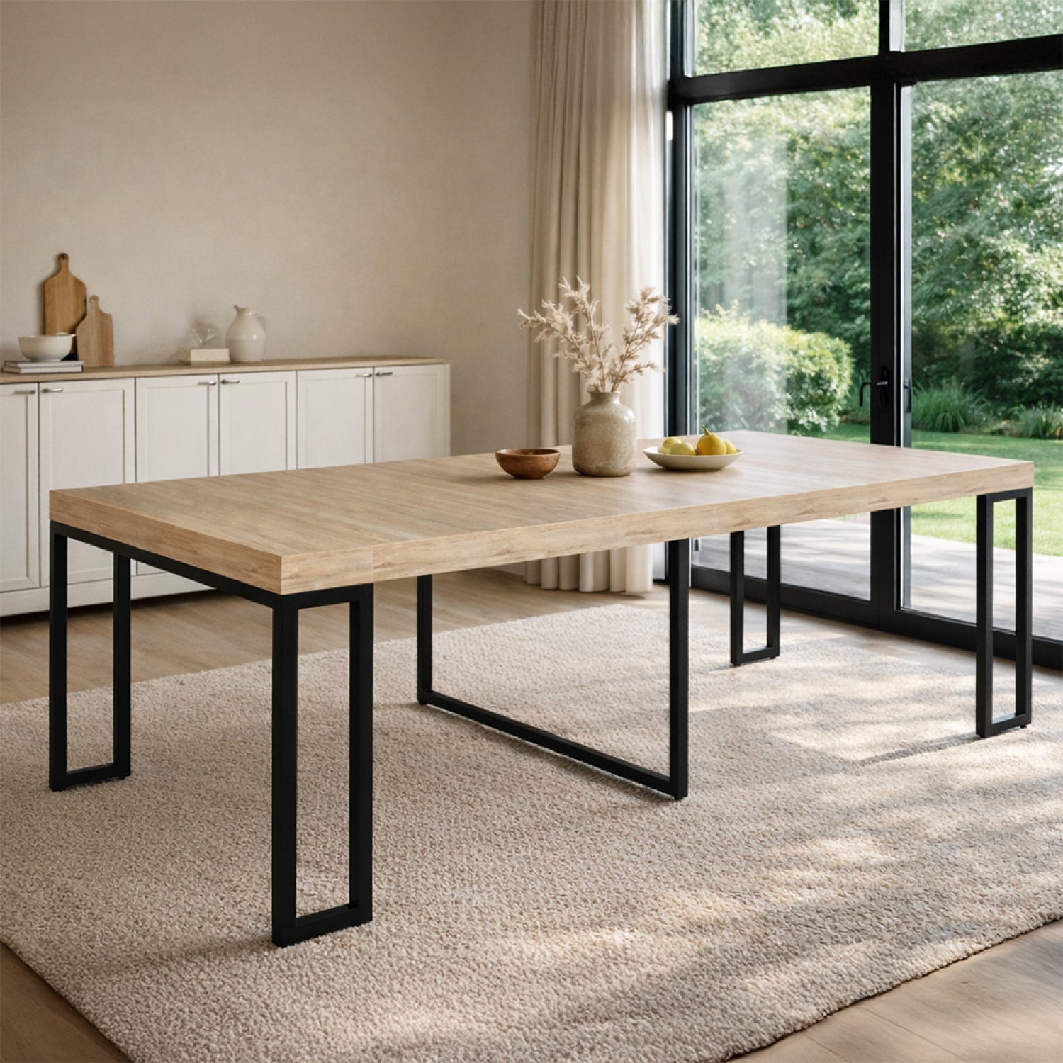 Ensemble Console Extensible Extérieur 2 à 12 Places + 12 Chaises - Aluminium Gris Foncé - Design Olhão