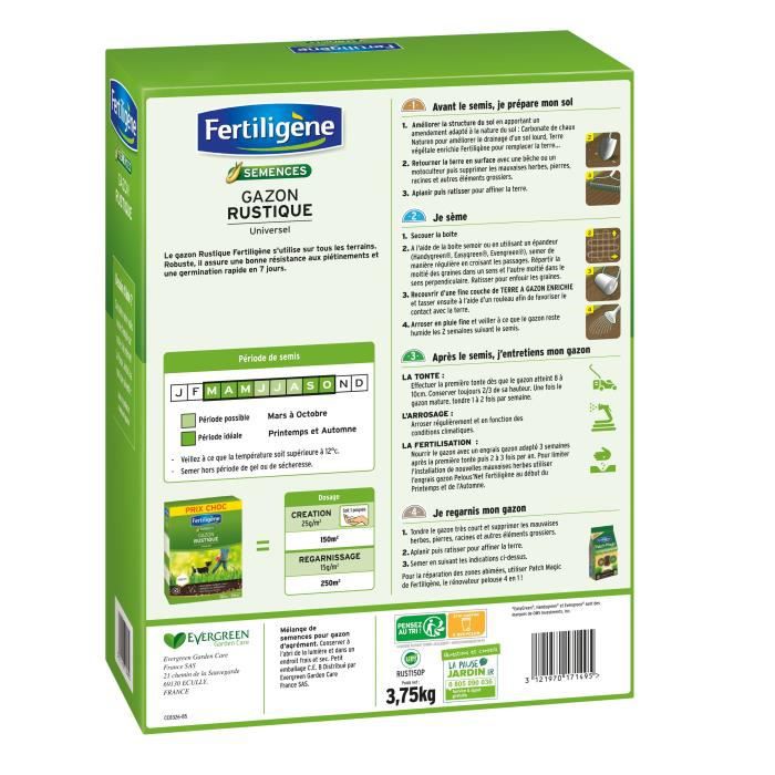 FERTILIGENE Gazon Rustique Universel - 3,75 kg - 4