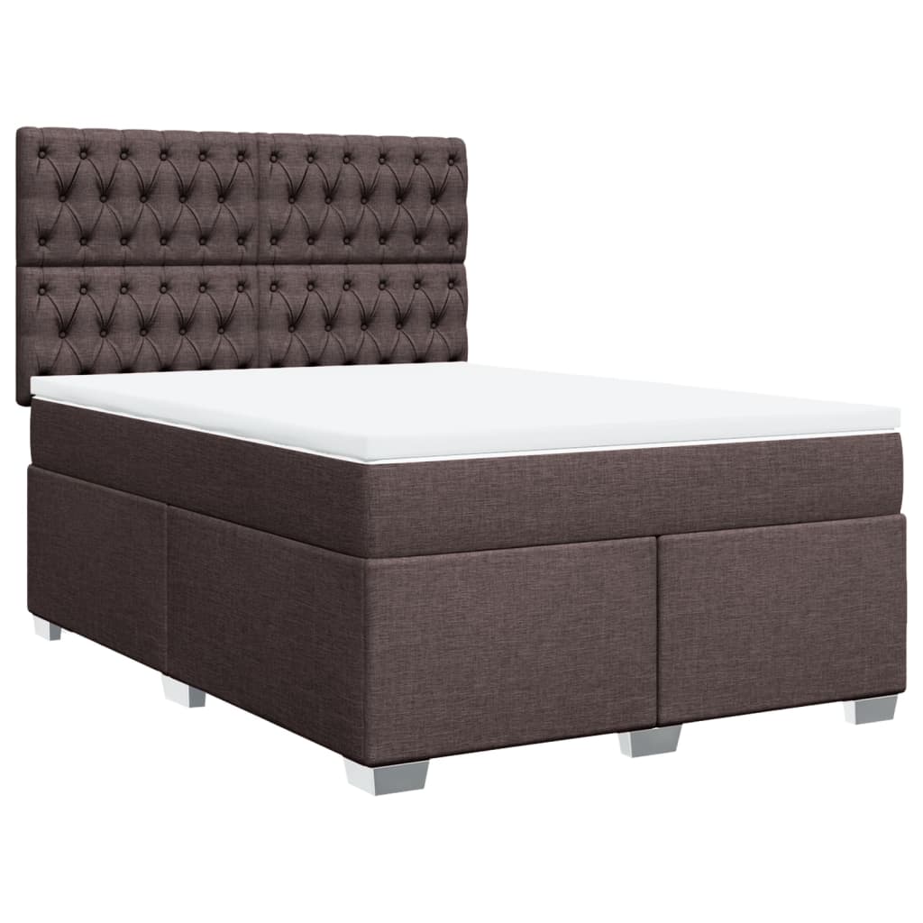 Cama box spring con colchón tela marrón oscuro 140x200 cm | Leroy Merlin