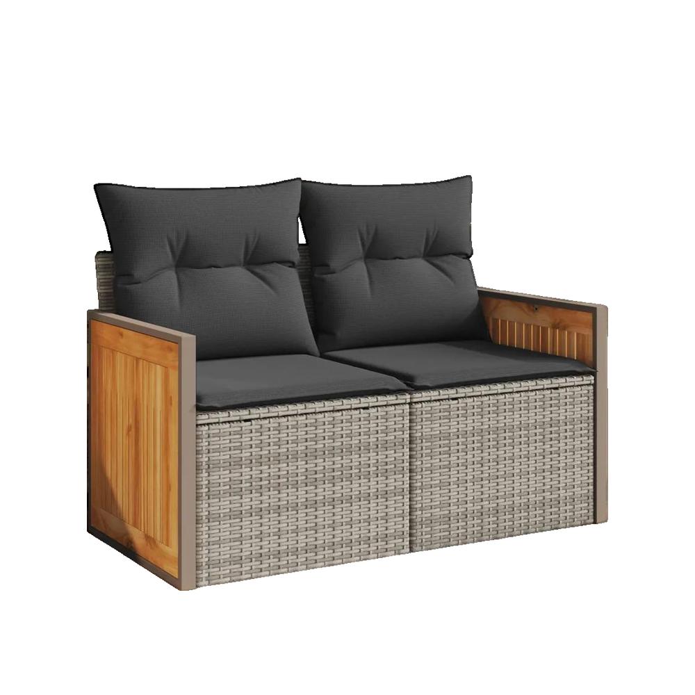 Sofa ogrodowy vidaXL 2-osobowy z plecionki z funkcją schowka wodoodpornego