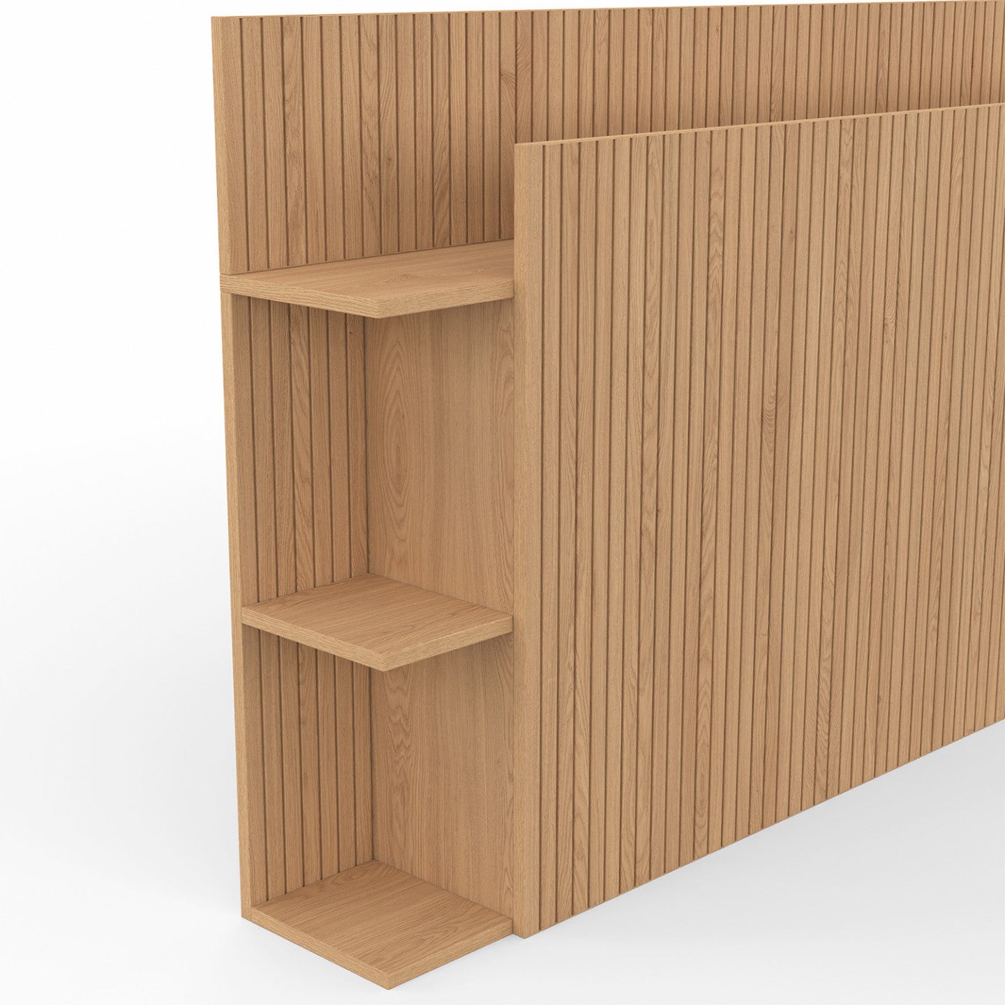 Tête de lit sur pied JULIETTE pour lit 140 et 160 cm avec rangements effet lattes tasseau bois - 5