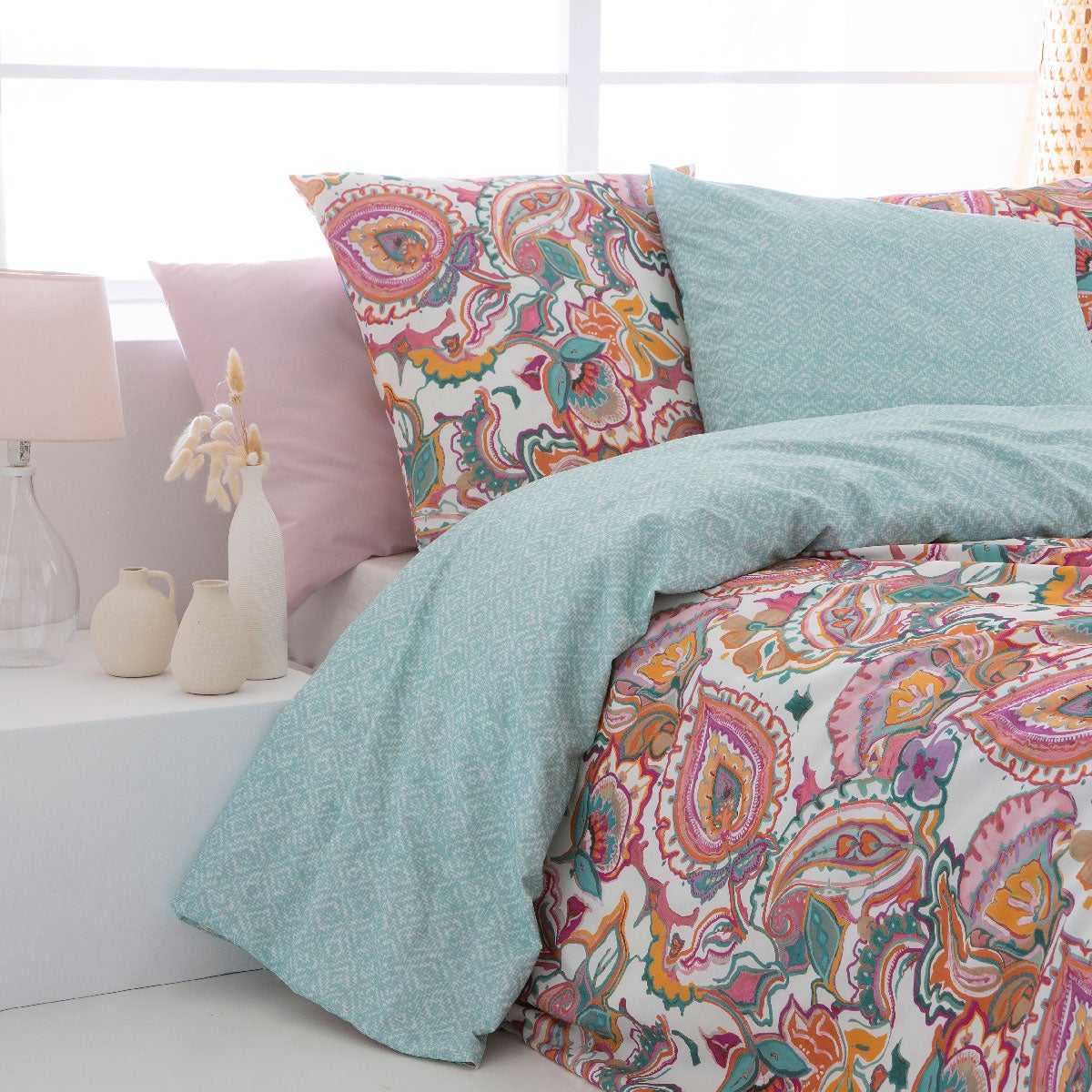 Housse de couette réversible en coton MUSE 155x220 cm - 5