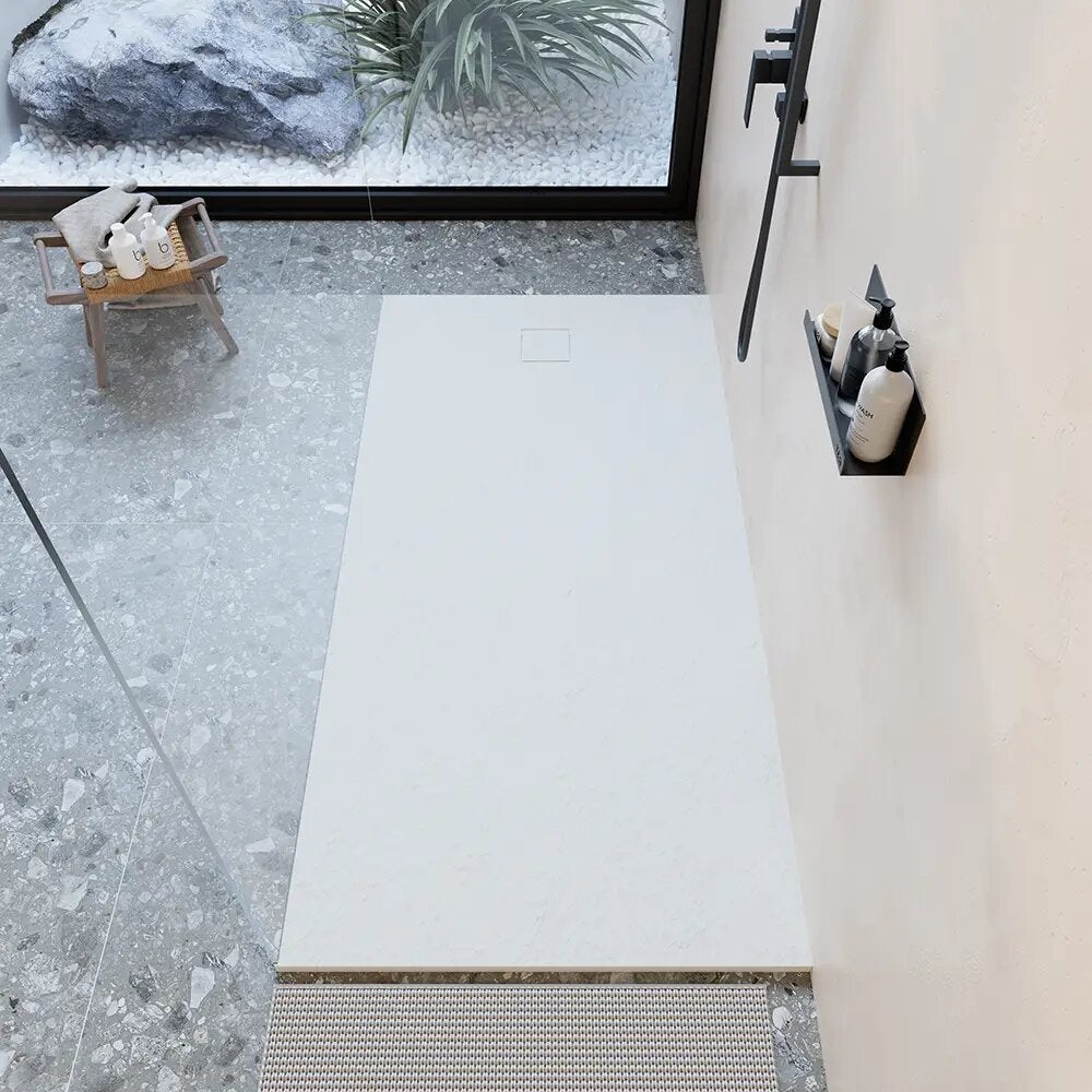 Receveur de douche 70 x 160 cm, couleur blanc effet pierre | Samos - 2