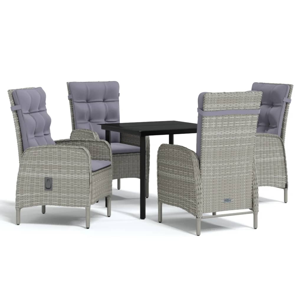 Maison Exclusive - Set da Pranzo da Giardino 5 pz con Cuscini Grigio e Nero - 2