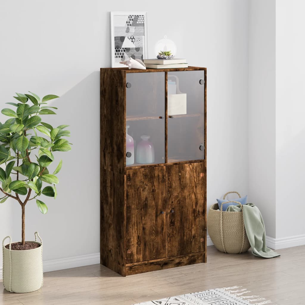 Credenza In Legno Rovere Fumo 180cm - Armadietto Alto Con Ante, Multiuso Per Soggiorno O Camera - Foto 12