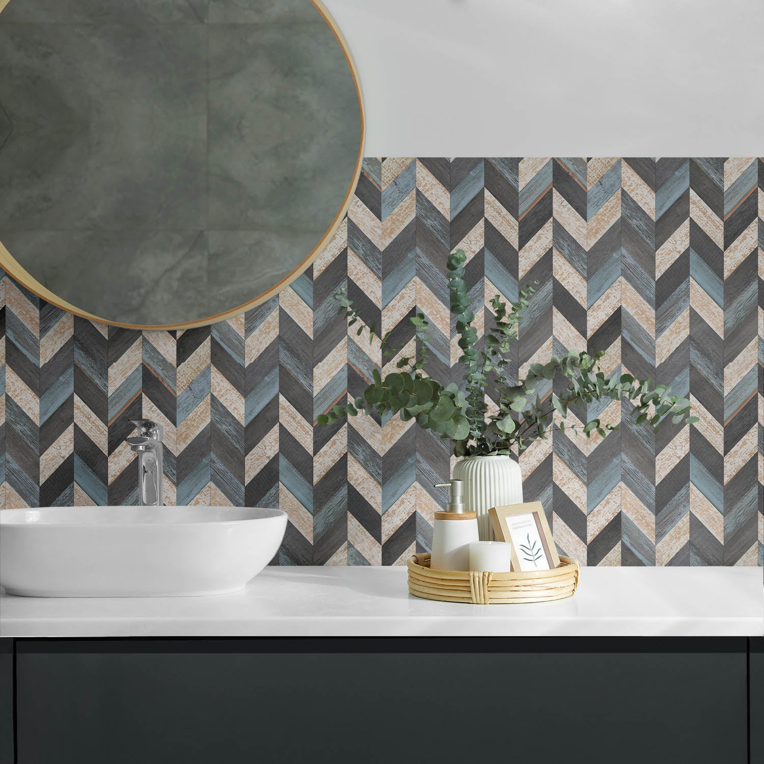 Panneaux muraux décoratifs, panneaux en PVC | 6x60x30 cm |Modèle en zigzag avec du bois - 4