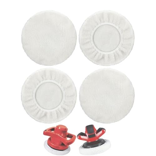 4 Bonetes de pulido de lana de cordero natural, 220-250 mm, para pulidora orbital, pack de 4..