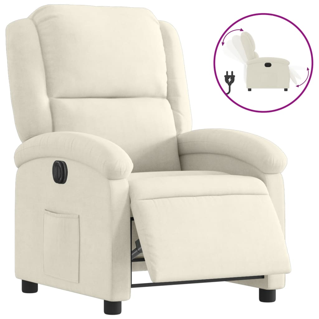 Fauteuil inclinable électrique Crème Velours - 2