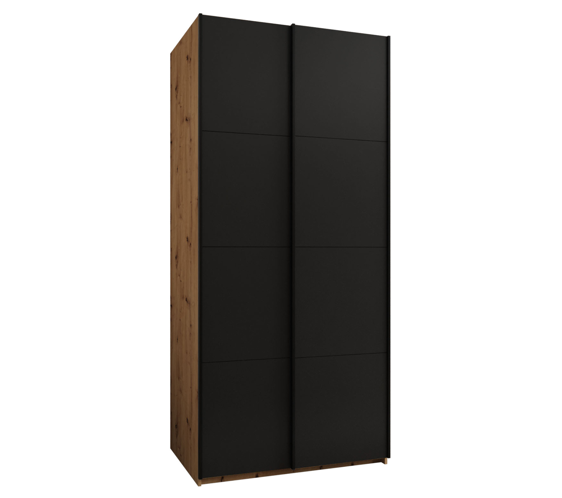Szafa przesuwna wysoka Lux 1 100 x 64 x 245,5 cm artisan + czarny + u. czarny - Abiks Meble