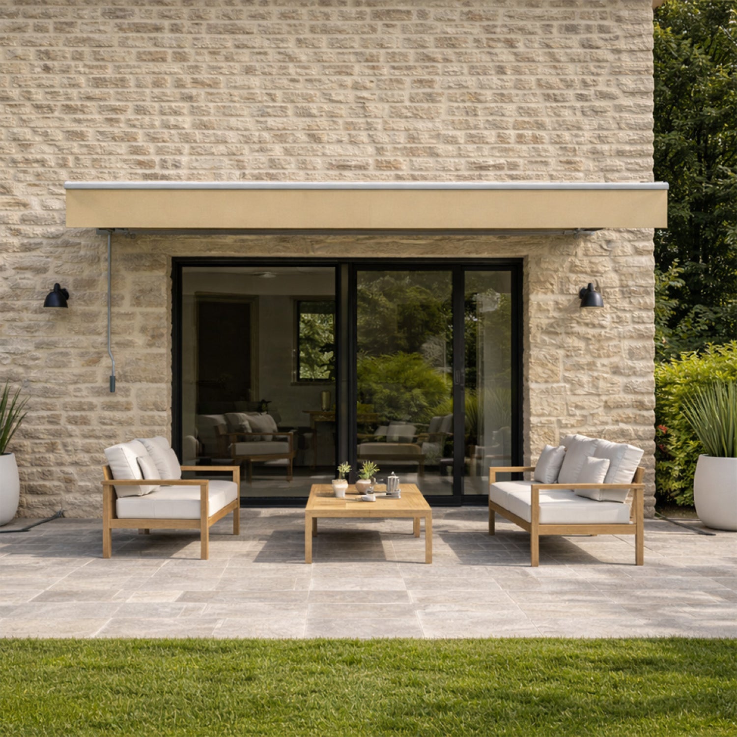 Store banne manuel 2,95 x 2,5 m en aluminium avec toile taupe ADRO - 3