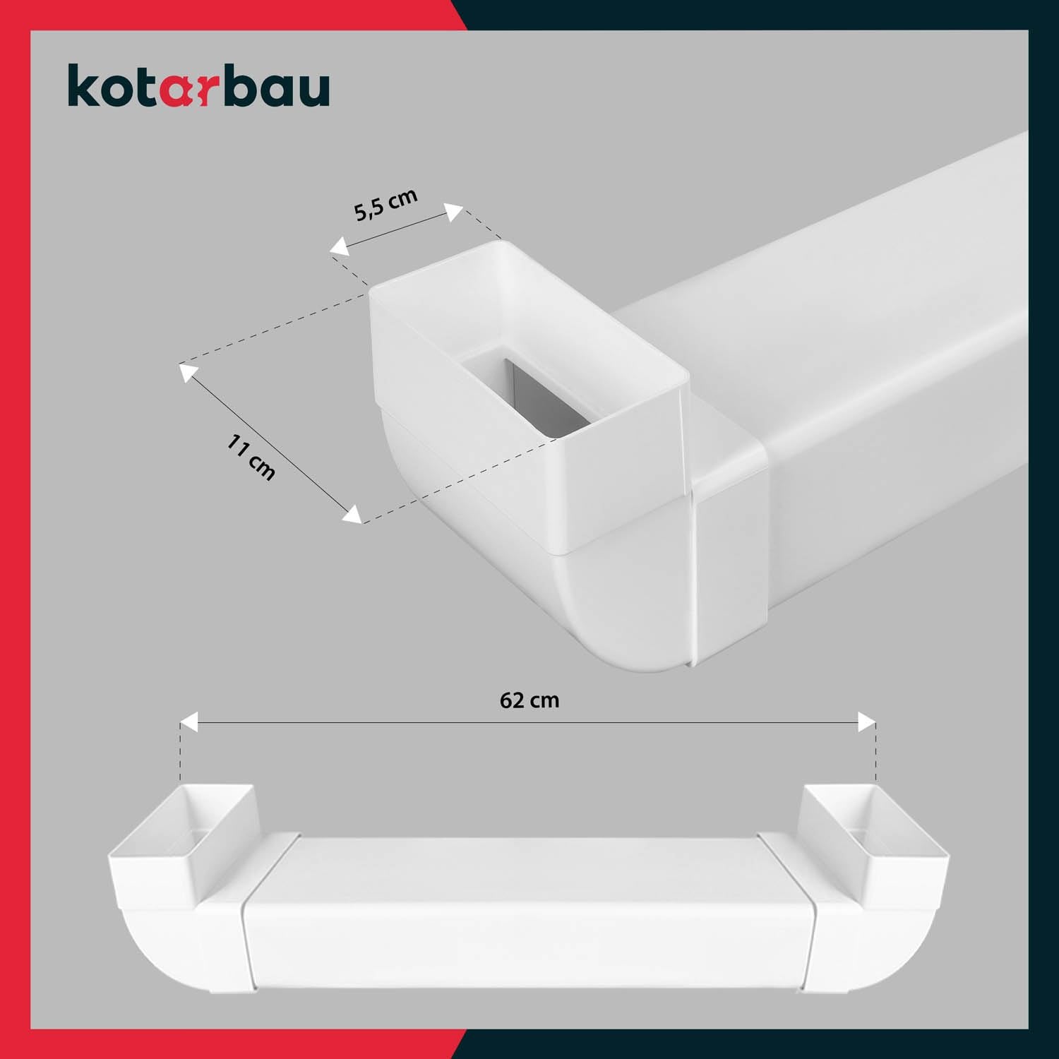 Canal de câbles encastré pour TV 110 x 55 mm L: 62 cm - Plastique passage de câbles invisible - Goulotte Passe Cable - KOTARBAU - 8