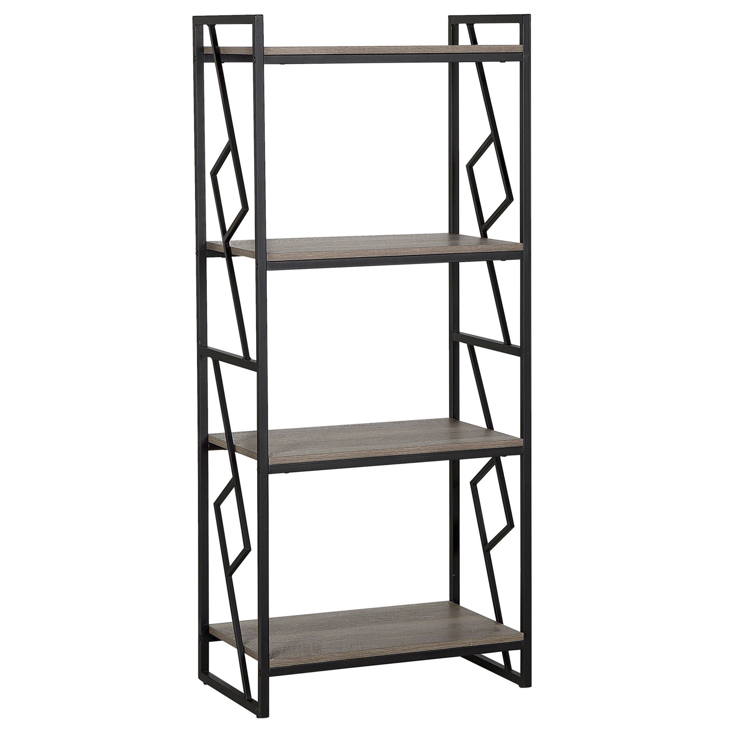 Bibliotecă cu 4 rafturi FORRES 143 cm Maro/Negru
