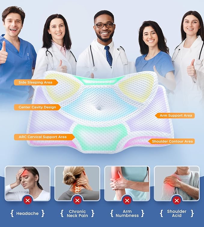Almohada en forma de mariposa, almohada de espuma viscoelástica, almohada de alto soporte, almohada de soporte cervical para dormir, - 2