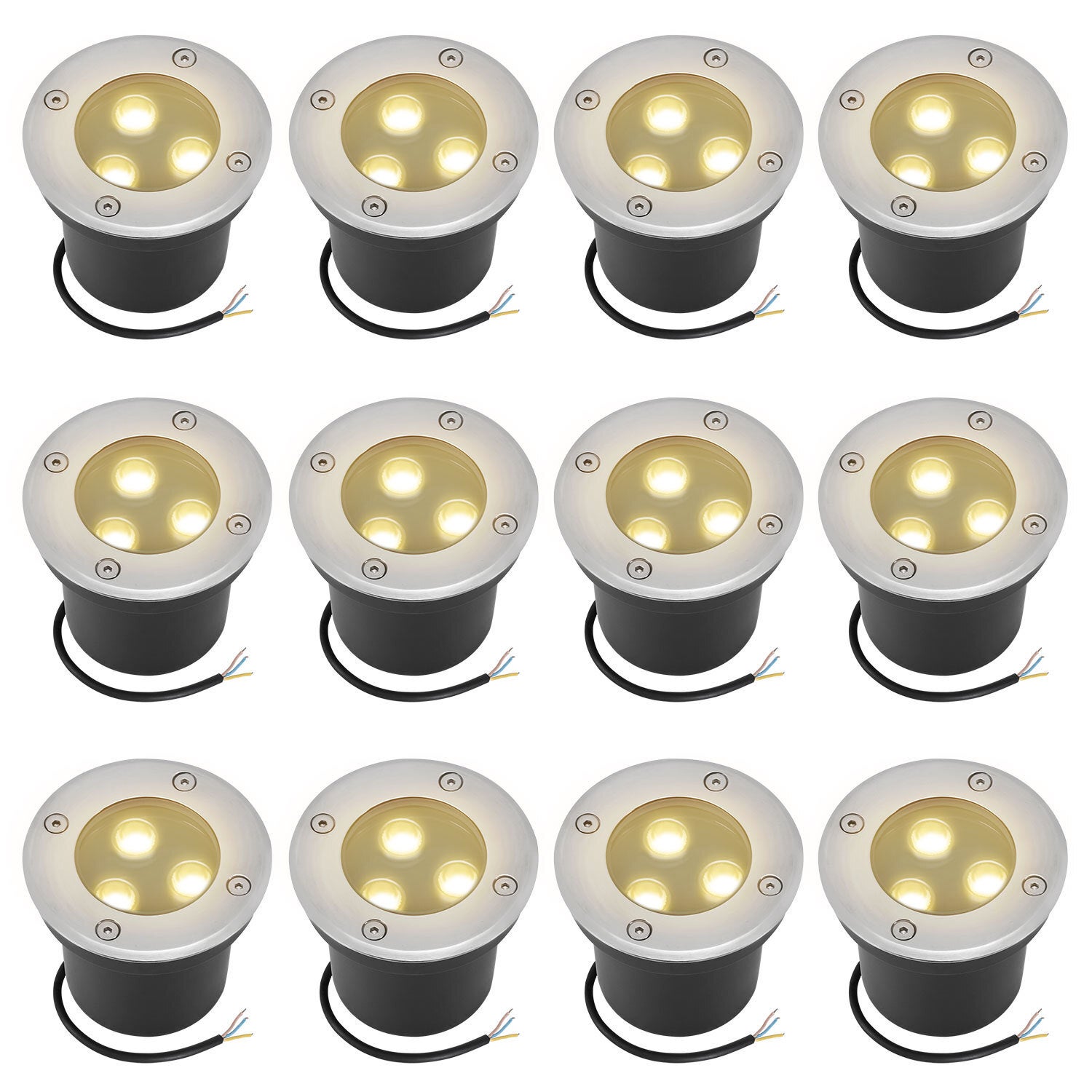 12x 3W Światła podziemne IP65 Latarnia ogrodowa LED z białym światłem do ogrodu, oświetlenie zewnętrzne