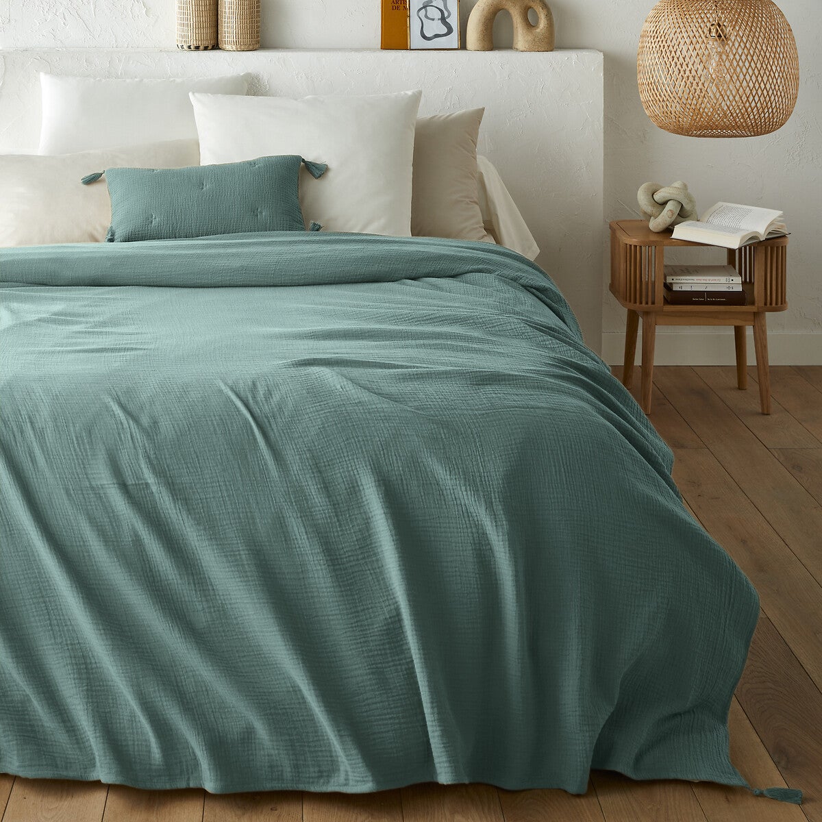 Dessus de Lit, 230x250cm Couverture Matelassé en Coton 100% Luxe Couvre lit Lot Courtepointe