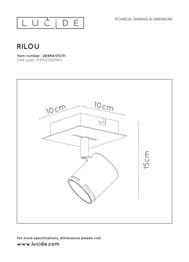 Spot plafond RILOU - Blanc - 1xGU10 (MR16) - Lucide - 4