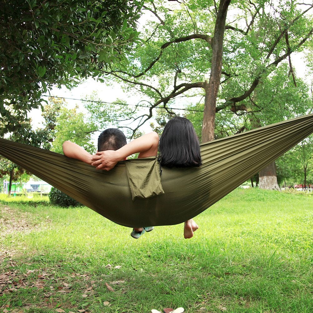 Hamac double portable pour camping et voyage avec sangles pour arbres (300 x 200 cm) - 3