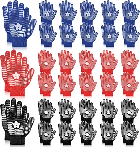Lot de 30 paires de gants de jardinage pour enfants 8-16 ans, enduits caoutchouc antidérapants – 10 rouges, 10 noirs, 10 bleus