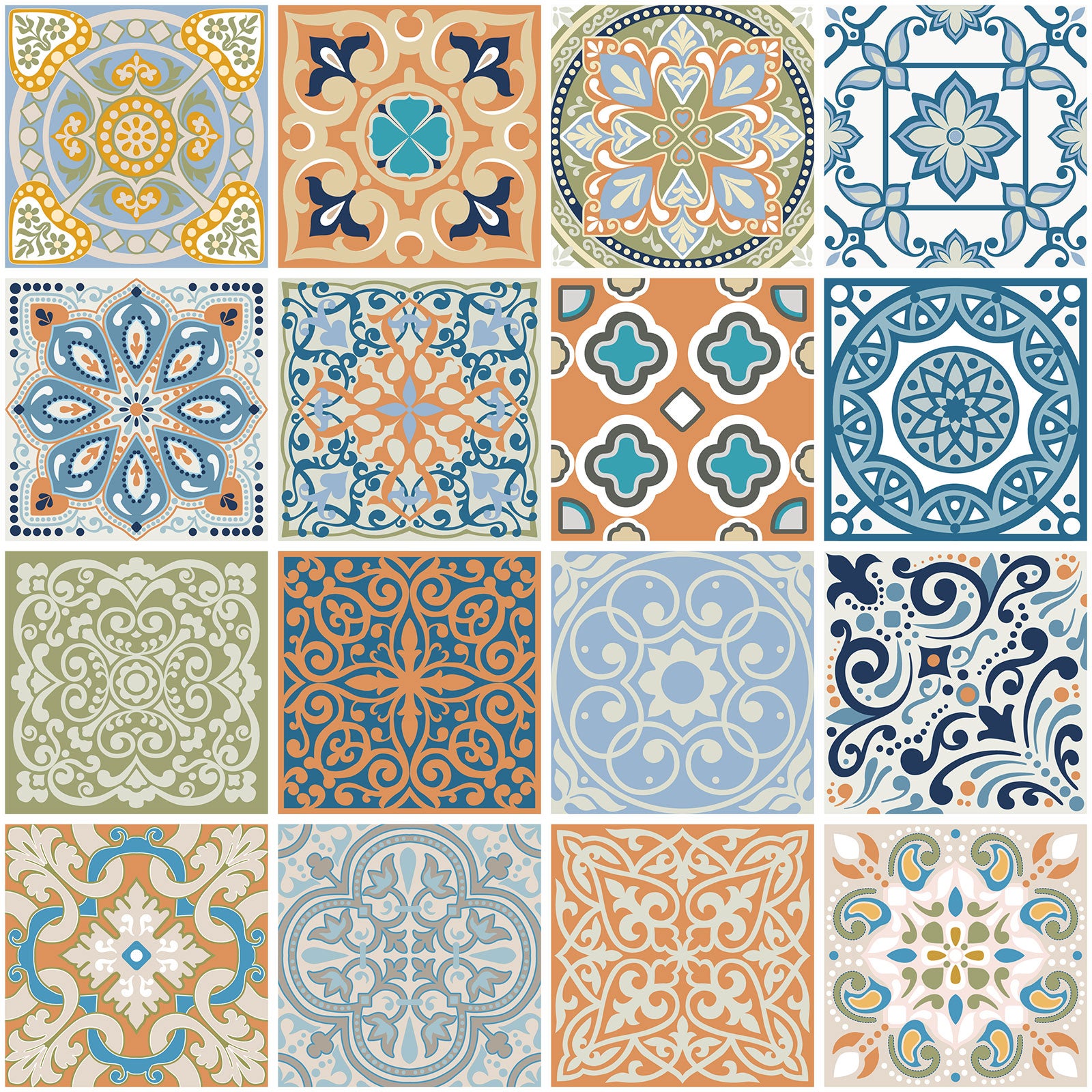 Crédence adhésive sticker décoratif pour cuisine - Effet carreaux de ciment - Adhésif BRILLANT - 60x60 cm - 2