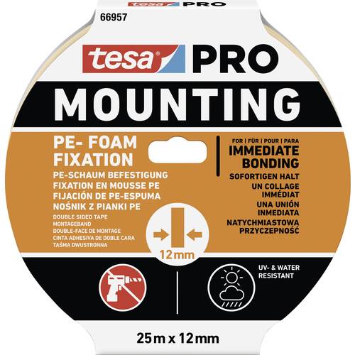 tesa Mounting PRO PE-Fixation 66957-00000-00 Ruban de montage blanc (L x l) 25 m x 12 mm 1 pc(s)