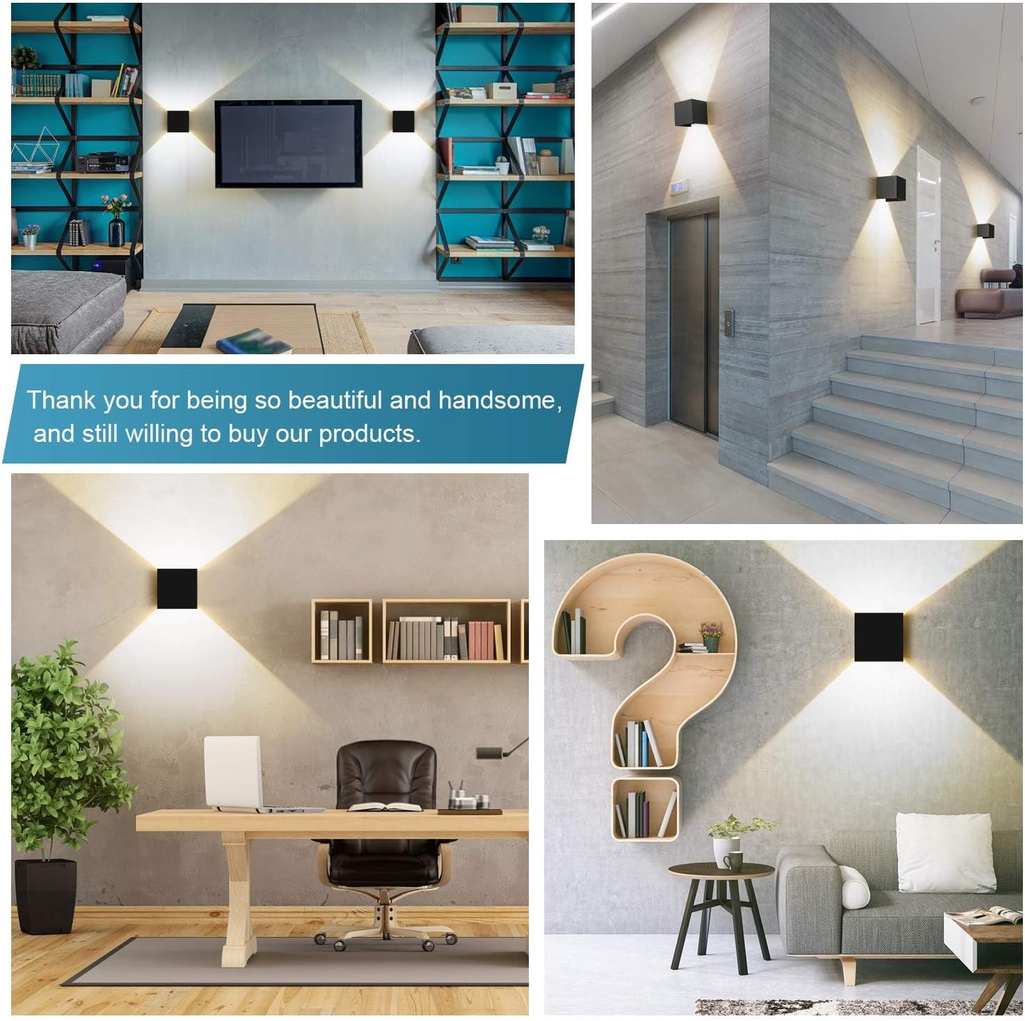 4 Pack Applique Murale Interieur/Exterieur 12W Avec Angle de Faisceau Réglable LED 3000K Blanc Chaud,Noir - 8