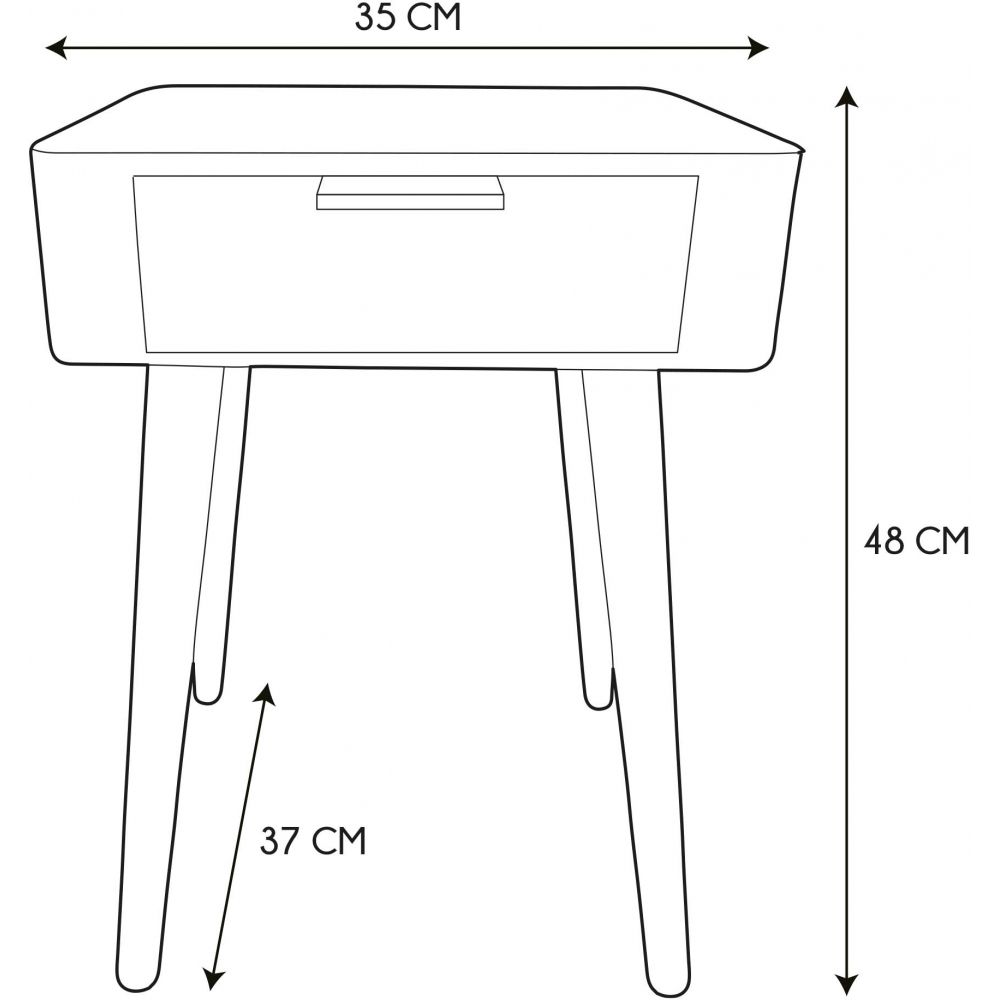 Table De Chevet - Home Deco Factory - 1 Tiroir - Bois - Jaune Moutarde - 6