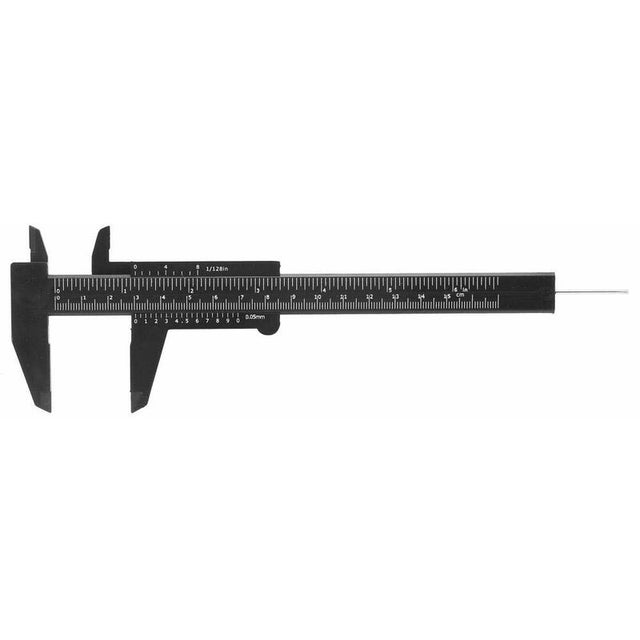 Suwmiarka z podwójną podziałką, 150 mm, wysokiej precyzji, narzędzie pomiarowe z tworzywa sztucznego, dokładność 0,5 mm (czarna)