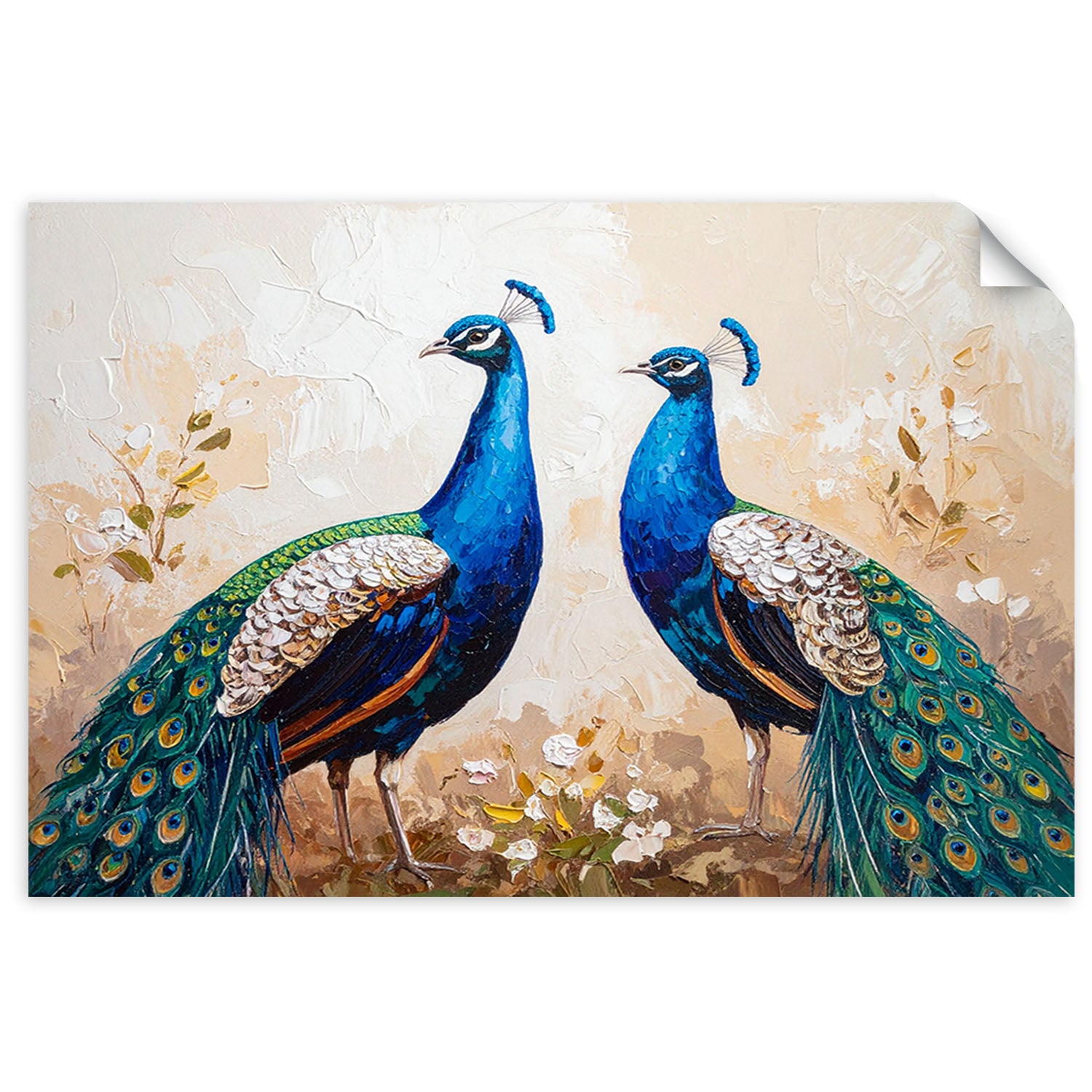 Plakaty samoprzylepne do salonu sypialni, Kolorowe Pawie Ptaki Natura 60x40