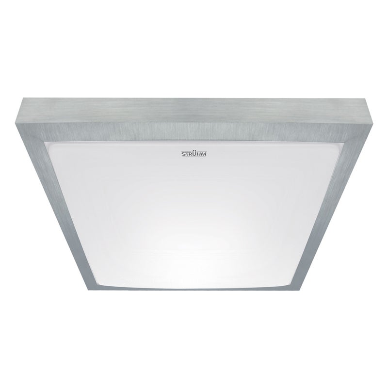 Plafon Alex kwadratowy srebrno-biały LED 24W 4000K 1680lm wym: 8 x 37 cm IP44 tworzywo sztuczne Struhm