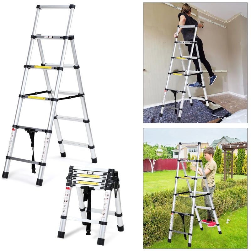 Echelle télescopique articulée 1,4 m+1,7m, 4x5 marches pliable ...