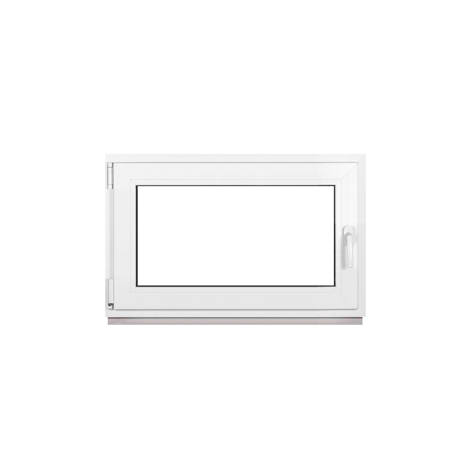 Ventana pvc blanca 50 x 110 cm (500 x 1100 mm), para sótano, triple acristalamiento, oscilobatiente, apertura a la izquierda