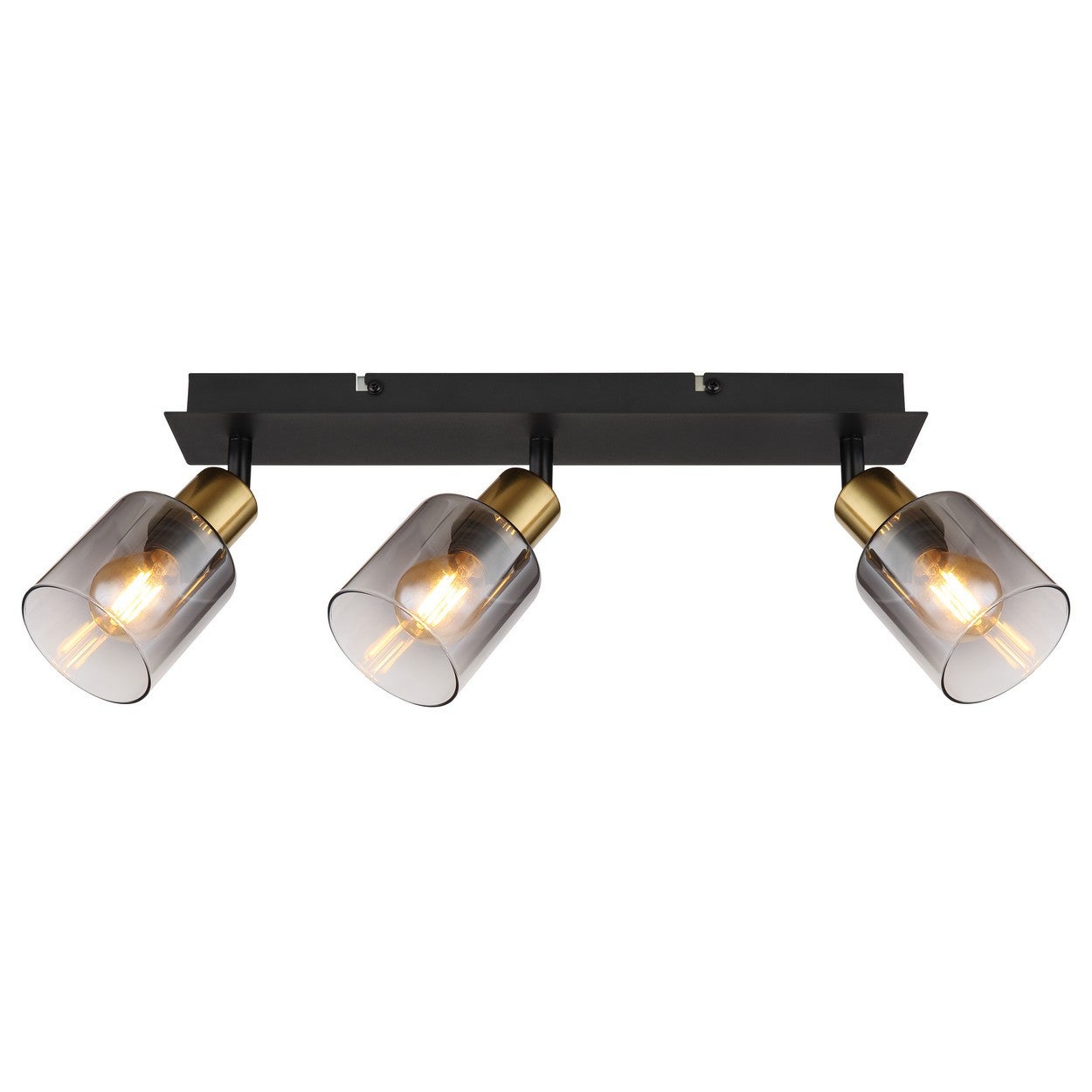Faretto da soffitto con paralume in vetro fumé nero opaco, 3x E14 - 3
