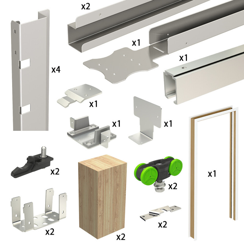 Système coulissant SLID'UP 2300 entre-cloison pour porte coulissante à galandage 830 x 2040 mm - avec habillage MDF - 50 kg - 2