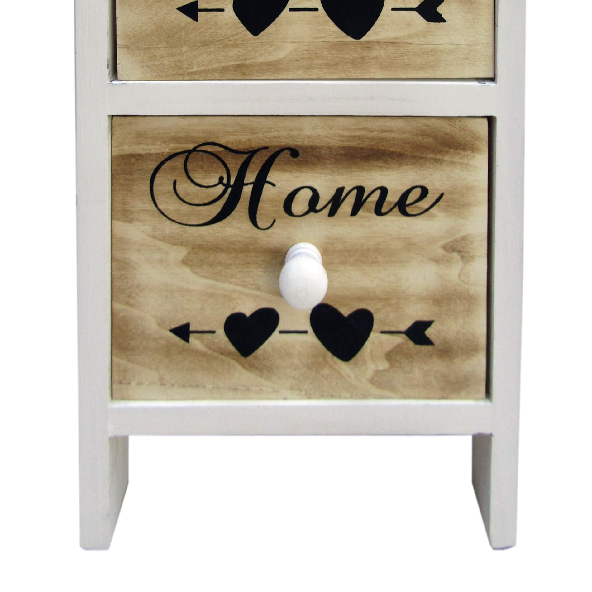 Commode Rebecca Mobili Chiffonier 5 Tiroirs Bois Marron Blanc 91x26x30 - 7