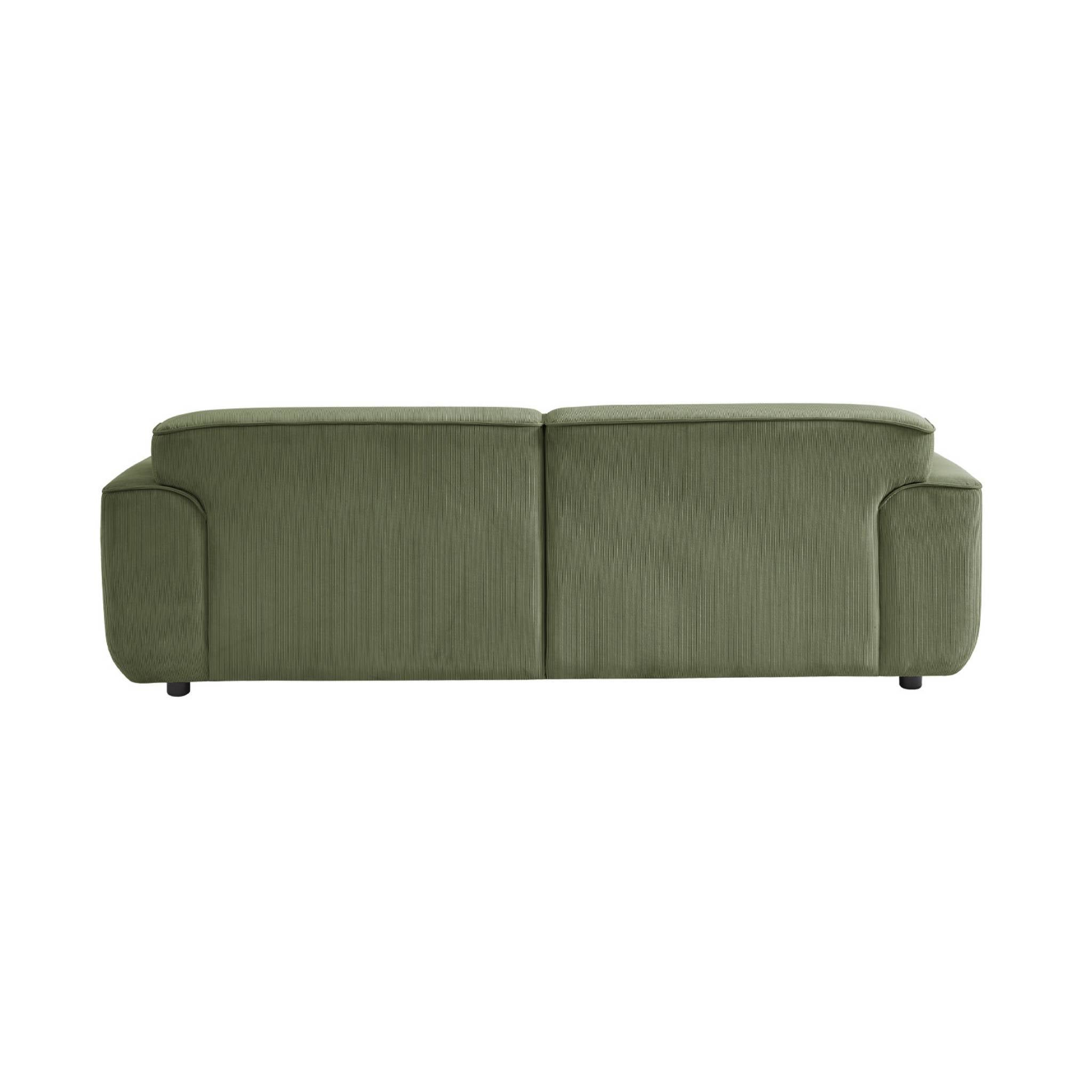 Canapé 3 places. tissu velours côtelé vert. 2 coussins déhoussables. Wallas L 230 x P 98 x H 73cm WALLAS - 7