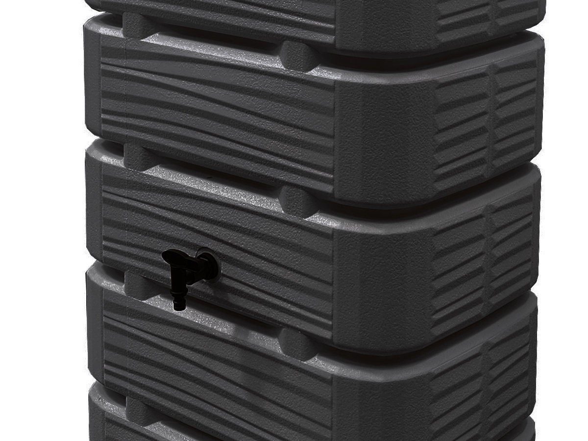 Récupérateur d'eau de pluie Dune 320 L Anthracite + Kit raccord chéneau - BelliJardin - 2
