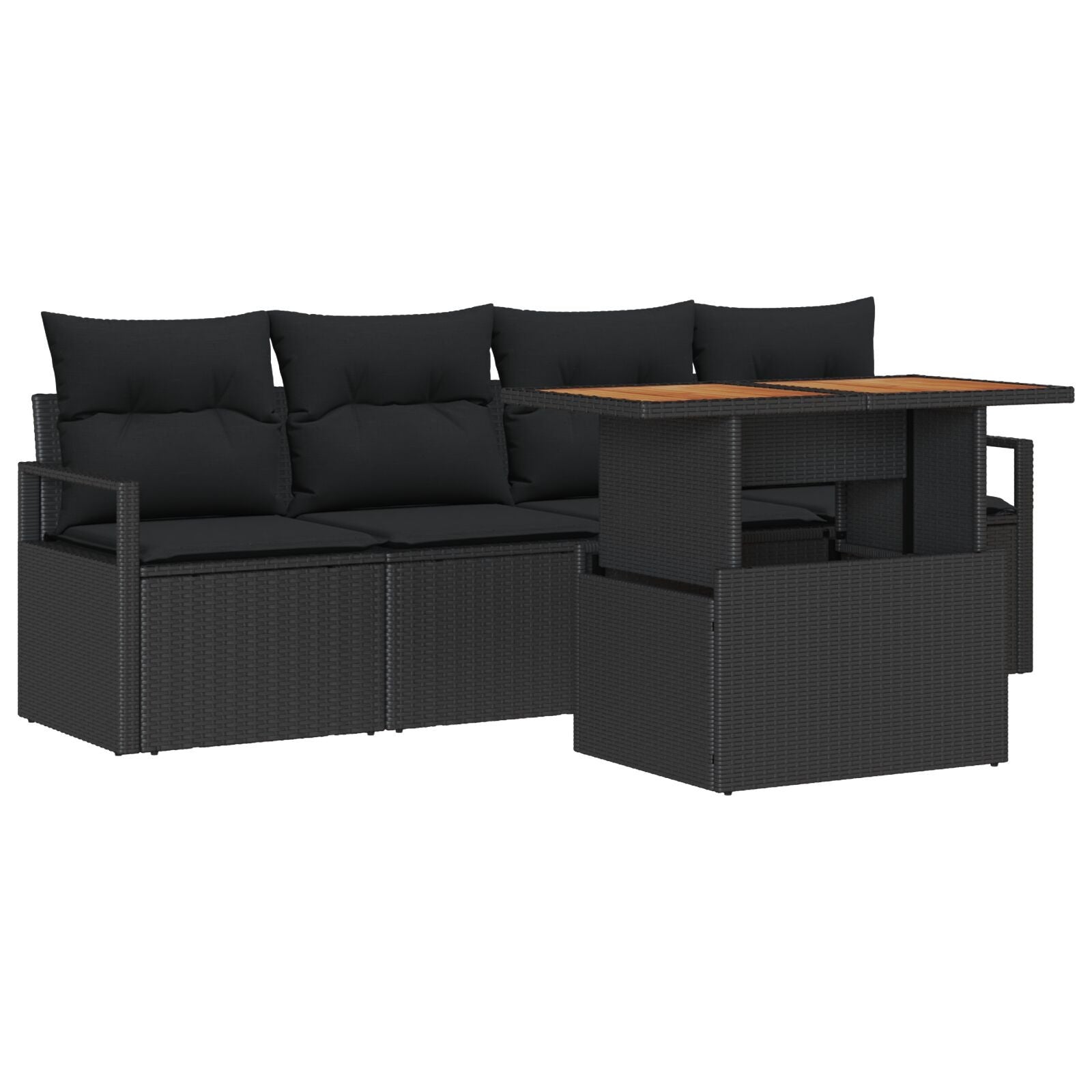Zestaw Sof na Ogród z przechowywaniem 5 pcs Czarny Polirattan vidaXL