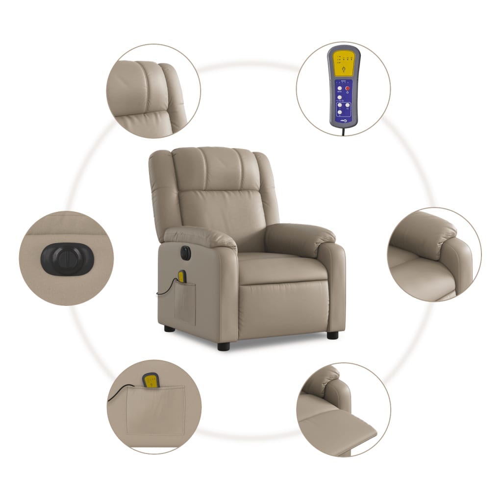 Fauteuil de massage，Fauteuil de Salon，Chaise de massage inclinable électrique cappuccino similicuir CDS21045 - 7