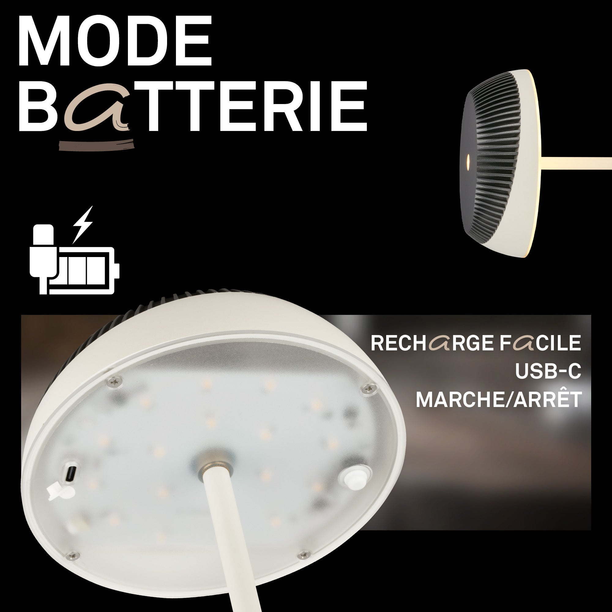 Lampe de table LED - German Design Award - Sans fil - Tactile - Ø14x32cm - Blanc chaud - 2W, 200lm - Briloner - 7