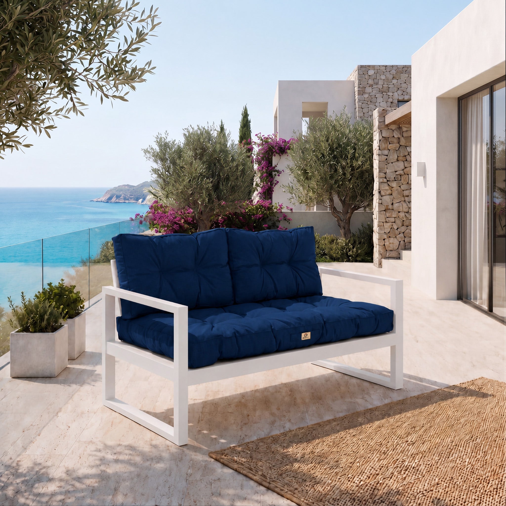 Coussins pour salon de jardin capitonné 100x50cm Bleu petrole - 2