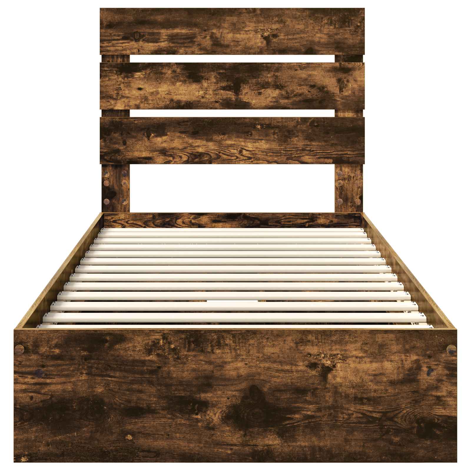Lit avec rangement, panneau de bois, chêne fumé, pour la chambre, 90 × 190 cm - 8
