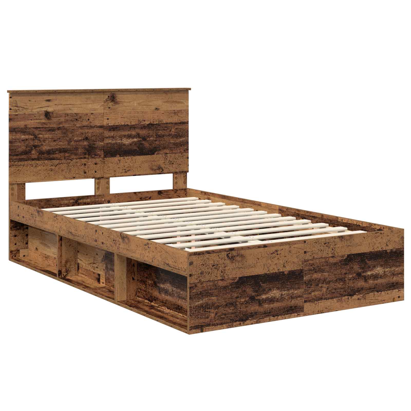 Cadre de lit bois ancien 120 x 190 cm bois de pin massif - 4
